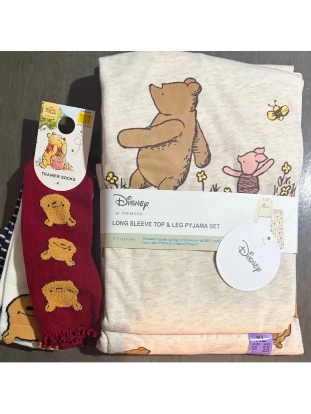 Winnie the Pooh Primark Pajama Set size XLarge & Socks size 8-10 - Picture 2 of 7